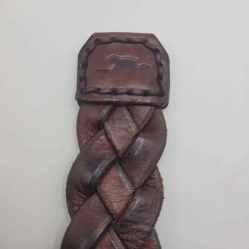 Hollister‎ Brown Leather Belt 32 Braided Woven Rugged Rustic Artisan Heritage